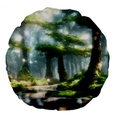 Forest Wood Nature Lake Swamp Water Trees Large 18  Premium Flano Round Cushions by Uceng