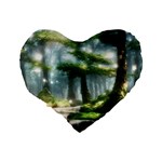 Forest Wood Nature Lake Swamp Water Trees Standard 16  Premium Flano Heart Shape Cushions Back