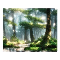 Forest Wood Nature Lake Swamp Water Trees Double Sided Flano Blanket (large) by Uceng