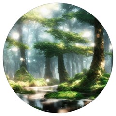 Forest Wood Nature Lake Swamp Water Trees Round Trivet by Uceng