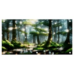 Forest Wood Nature Lake Swamp Water Trees Banner And Sign 4  X 2  by Uceng