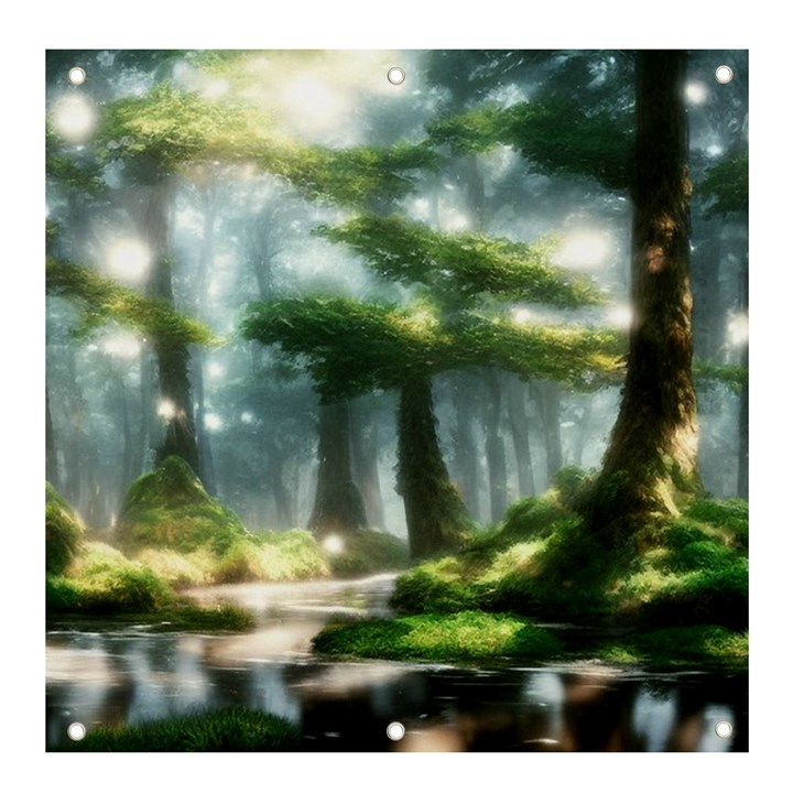 Forest Wood Nature Lake Swamp Water Trees Banner and Sign 4  x 4 