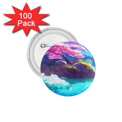 Fantasy Japan Mountains Cherry Blossoms Nature 1 75  Buttons (100 Pack)  by Uceng