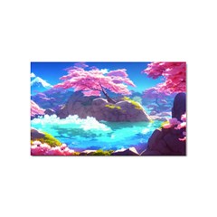 Fantasy Japan Mountains Cherry Blossoms Nature Sticker Rectangular (10 Pack) by Uceng