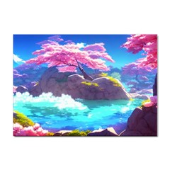 Fantasy Japan Mountains Cherry Blossoms Nature Sticker A4 (100 Pack) by Uceng