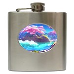 Fantasy Japan Mountains Cherry Blossoms Nature Hip Flask (6 oz) Front