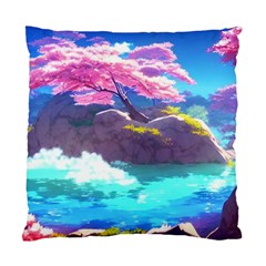 Fantasy Japan Mountains Cherry Blossoms Nature Standard Cushion Case (two Sides) by Uceng