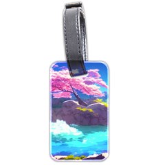 Fantasy Japan Mountains Cherry Blossoms Nature Luggage Tag (two Sides) by Uceng