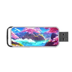 Fantasy Japan Mountains Cherry Blossoms Nature Portable Usb Flash (one Side) by Uceng