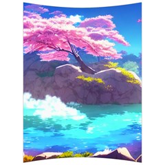 Fantasy Japan Mountains Cherry Blossoms Nature Back Support Cushion by Uceng