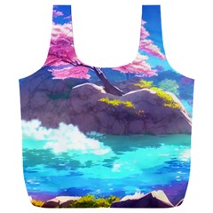 Fantasy Japan Mountains Cherry Blossoms Nature Full Print Recycle Bag (xxxl) by Uceng