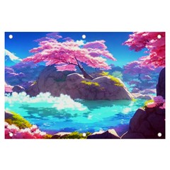 Fantasy Japan Mountains Cherry Blossoms Nature Banner And Sign 6  X 4  by Uceng