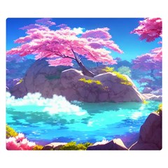 Fantasy Japan Mountains Cherry Blossoms Nature Flano Blanket (small) by Uceng