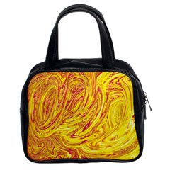 Red Yellow Abstract Wallpapers Abstracts Liquids Classic Handbag (two Sides) by Uceng