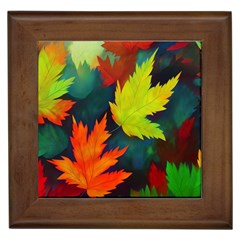 Leaves Foliage Autumn Nature Forest Fall Framed Tile by Uceng