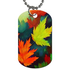 Leaves Foliage Autumn Nature Forest Fall Dog Tag (one Side) by Uceng