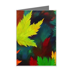 Leaves Foliage Autumn Nature Forest Fall Mini Greeting Card by Uceng