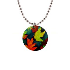 Leaves Foliage Autumn Nature Forest Fall 1  Button Necklace by Uceng