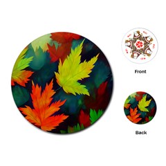 Leaves Foliage Autumn Nature Forest Fall Playing Cards Single Design (round)