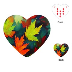 Leaves Foliage Autumn Nature Forest Fall Playing Cards Single Design (heart) by Uceng