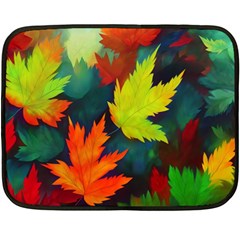 Leaves Foliage Autumn Nature Forest Fall Double Sided Fleece Blanket (mini) by Uceng