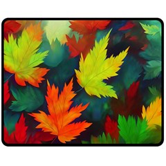 Leaves Foliage Autumn Nature Forest Fall Double Sided Fleece Blanket (medium) by Uceng