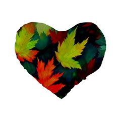 Leaves Foliage Autumn Nature Forest Fall Standard 16  Premium Flano Heart Shape Cushions by Uceng