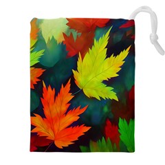 Leaves Foliage Autumn Nature Forest Fall Drawstring Pouch (4xl) by Uceng