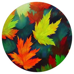 Leaves Foliage Autumn Nature Forest Fall Round Trivet by Uceng