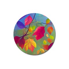 Leaves Foliage Autumn Branch Trees Nature Forest Magnet 3  (round) by Uceng