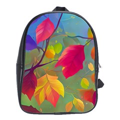 Leaves Foliage Autumn Branch Trees Nature Forest School Bag (large) by Uceng