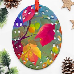 Leaves Foliage Autumn Branch Trees Nature Forest Oval Filigree Ornament (two Sides)