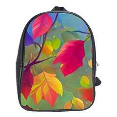 Leaves Foliage Autumn Branch Trees Nature Forest School Bag (xl) by Uceng