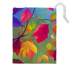 Leaves Foliage Autumn Branch Trees Nature Forest Drawstring Pouch (4xl) by Uceng