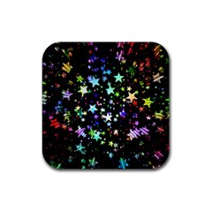 Christmas Star Gloss Lights Light Rubber Coaster (Square)