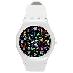 Christmas Star Gloss Lights Light Round Plastic Sport Watch (M)