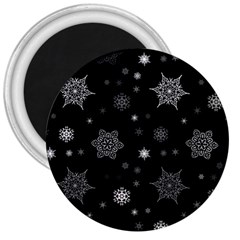 Christmas Snowflake Seamless Pattern With Tiled Falling Snow 3  Magnets by Uceng