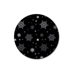 Christmas Snowflake Seamless Pattern With Tiled Falling Snow Rubber Round Coaster (4 Pack) by Uceng