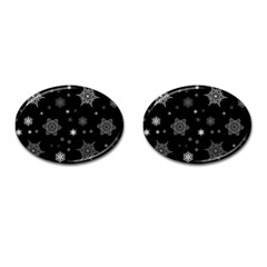 Christmas Snowflake Seamless Pattern With Tiled Falling Snow Cufflinks (oval) by Uceng