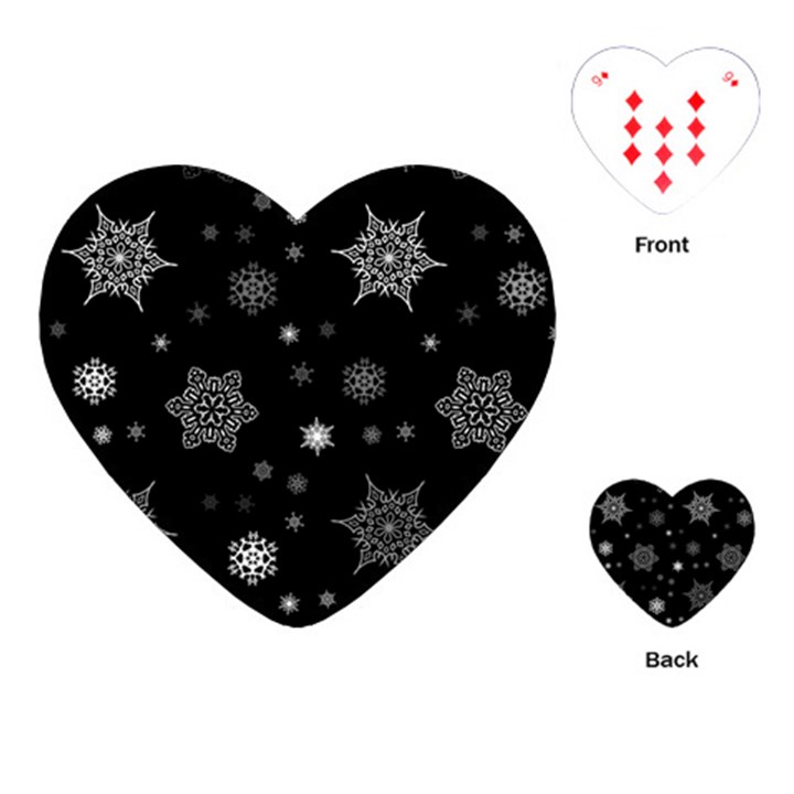 Christmas Snowflake Seamless Pattern With Tiled Falling Snow Playing Cards Single Design (Heart)