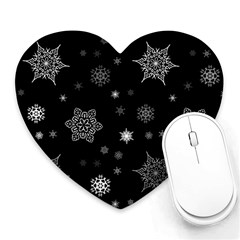 Christmas Snowflake Seamless Pattern With Tiled Falling Snow Heart Mousepad by Uceng