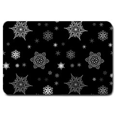 Christmas Snowflake Seamless Pattern With Tiled Falling Snow Large Doormat by Uceng