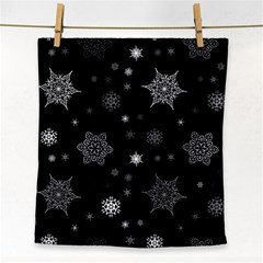 Christmas Snowflake Seamless Pattern With Tiled Falling Snow Face Towel by Uceng