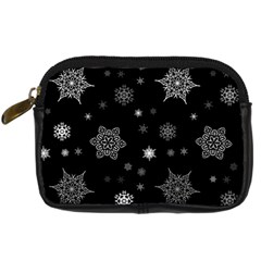 Christmas Snowflake Seamless Pattern With Tiled Falling Snow Digital Camera Leather Case by Uceng