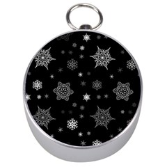 Christmas Snowflake Seamless Pattern With Tiled Falling Snow Silver Compasses by Uceng