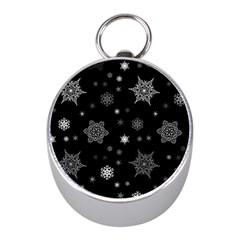 Christmas Snowflake Seamless Pattern With Tiled Falling Snow Mini Silver Compasses by Uceng