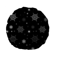 Christmas Snowflake Seamless Pattern With Tiled Falling Snow Standard 15  Premium Flano Round Cushions