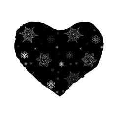 Christmas Snowflake Seamless Pattern With Tiled Falling Snow Standard 16  Premium Flano Heart Shape Cushions by Uceng