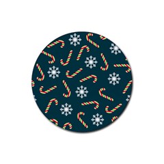 Christmas Seamless Pattern With Candies Snowflakes Rubber Round Coaster (4 Pack) by Uceng