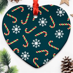 Christmas Seamless Pattern With Candies Snowflakes Heart Ornament (two Sides) by Uceng